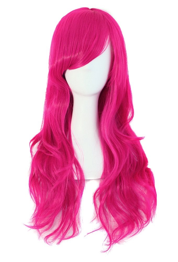 MapofBeauty 28 Inch / 70 cm Long Curly Hair Ends Costume Cosplay Wig (Peach Red Pink) - Image 1